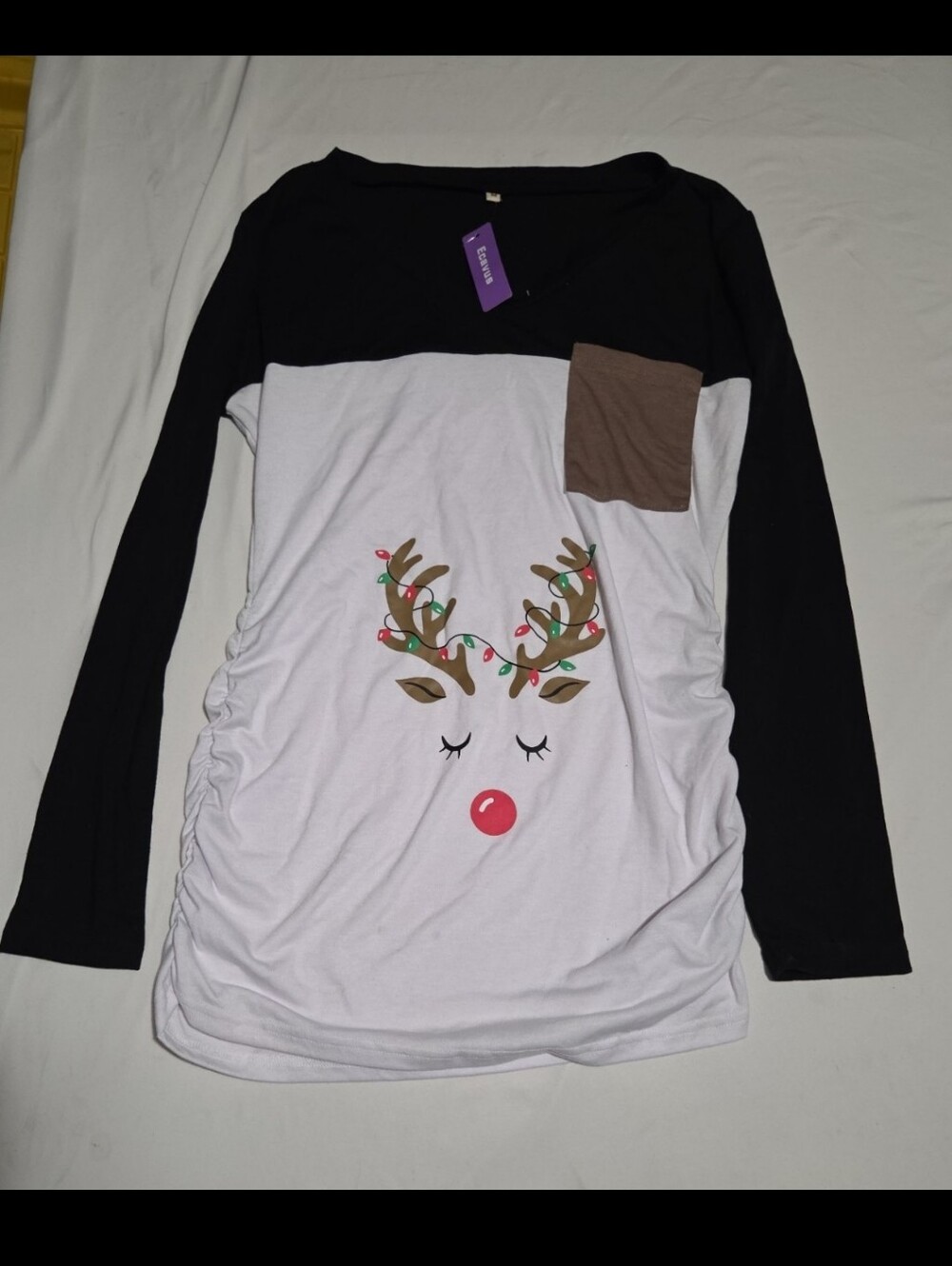 New ecavus women's medium maternity reindeer Christmas top #22